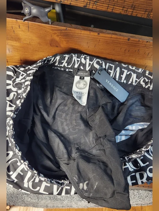 VERSACE All Over Logo Board Shorts - Picture 8 of 12